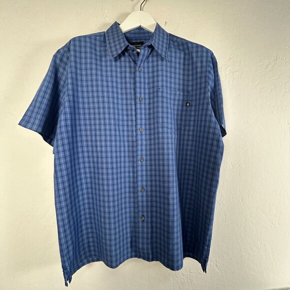 Marmot Mens Blue Short-Sleeve Plaid Button-Up Shirt XL Lightweight Casual Wear - Picture 1 of 8